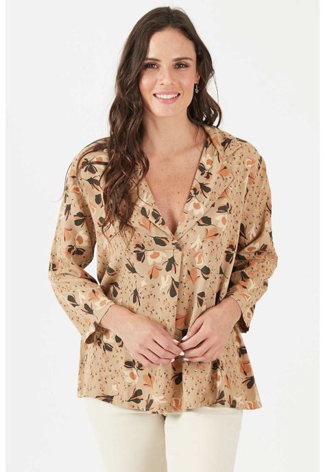 Blusa camel estampada-0