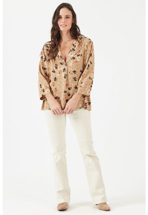 Blusa camel estampada-3