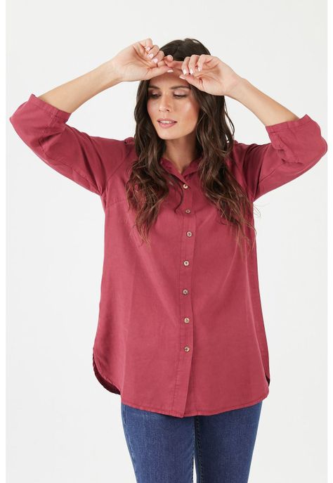 Blusa de lyocell frambuesa-0