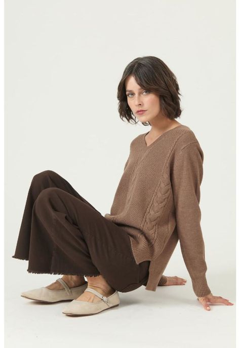 Sweater cafe moro trenzas PRIVILEGE 2676-0