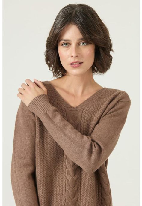 Sweater cafe moro trenzas PRIVILEGE 2676-1