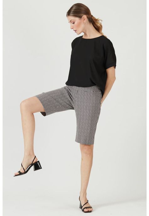 Short vestir regular negro estampado-3