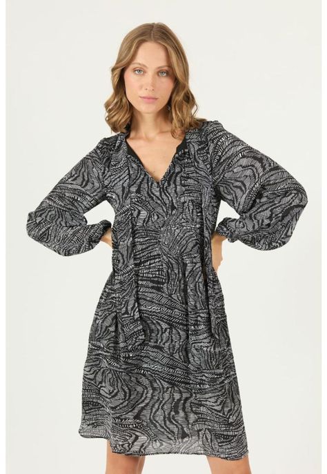 Vestido negro estampado PRIVILEGE 2143-1