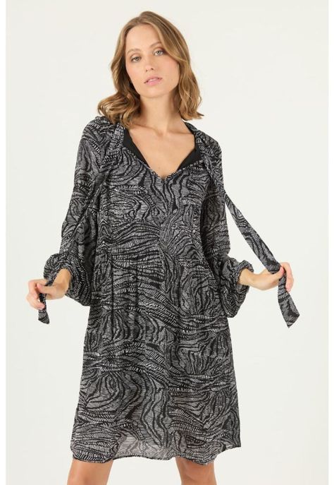 Vestido negro estampado PRIVILEGE 2143-2
