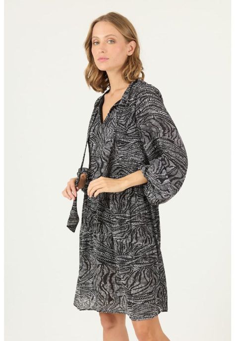 Vestido negro estampado PRIVILEGE 2143-3