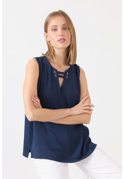 Blusa azul marino sin mangas PRIVILEGE-1