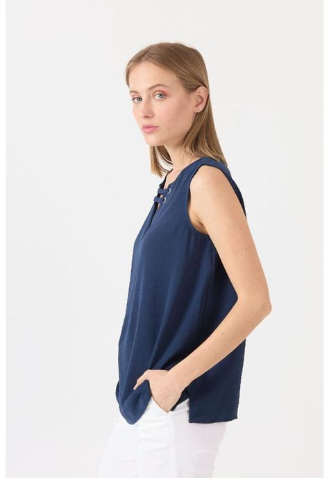 Blusa azul marino sin mangas PRIVILEGE-3