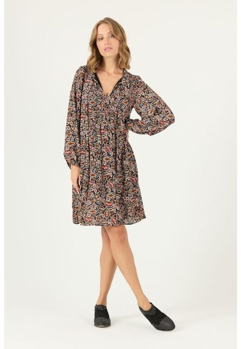 Vestido negro estampado PRIVILEGE 2144-0