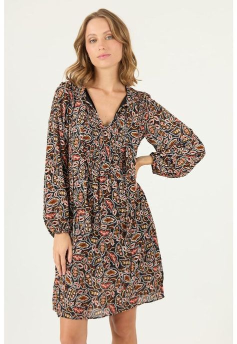 Vestido negro estampado PRIVILEGE 2144-1