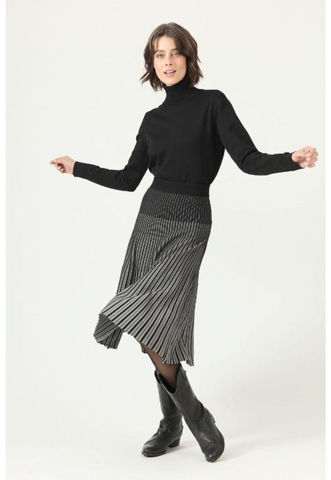 Falda gris rayas PRIVILEGE 2753-1