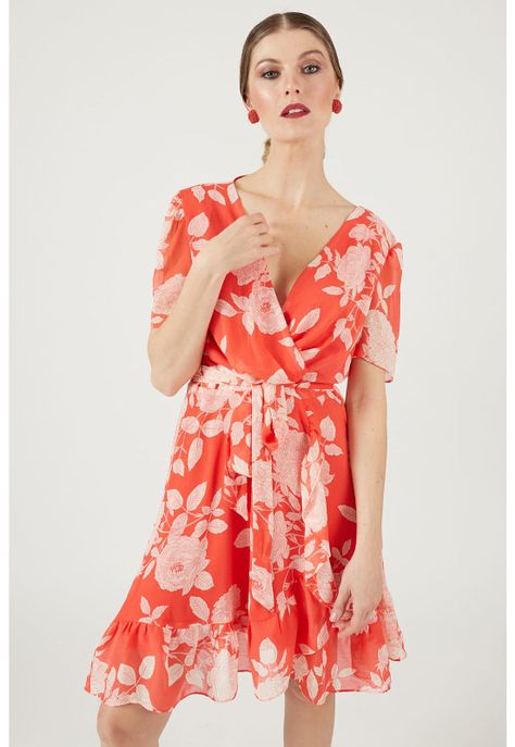 Vestido coral estampado-0