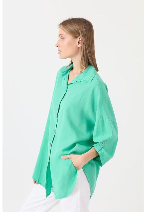 Blusa de tencel verde esmeralda PRIVILEGE 1508-2
