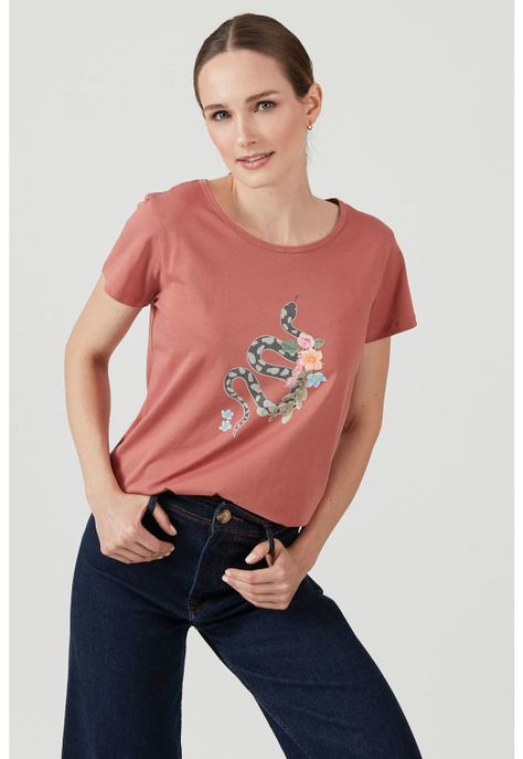 Polera de algodon pima rosa viejo estampada-0