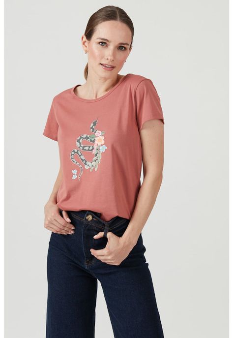 Polera de algodon pima rosa viejo estampada-2