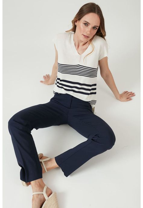 Pantalon regular azul-0