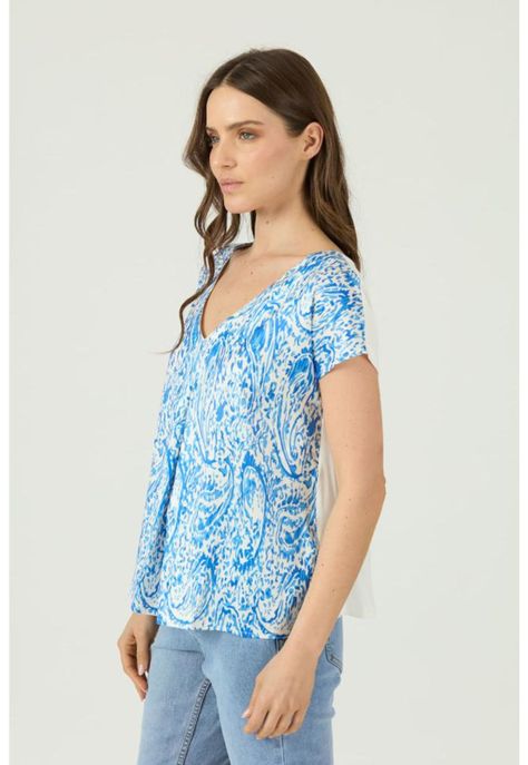 Polera azul estampada manga corta PRIVILEGE-2