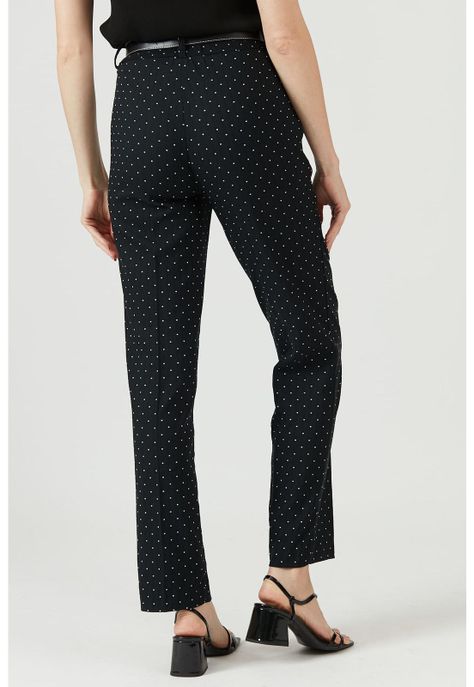 Pantalon regular negro estampado-2