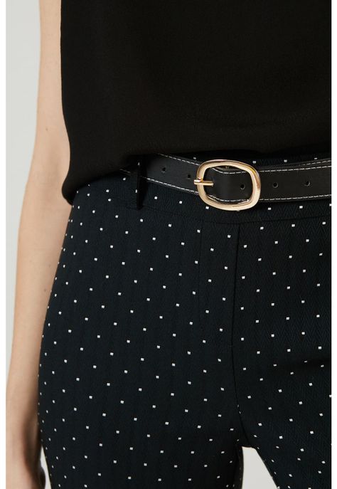 Pantalon regular negro estampado-3