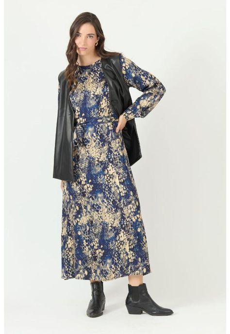 Vestido azul estampado PRIVILEGE 2339-0