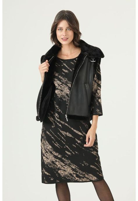 Vestido negro estampado PRIVILEGE 2630-0