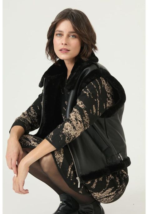 Vestido negro estampado PRIVILEGE 2630-1
