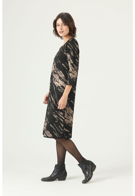 Vestido negro estampado PRIVILEGE 2630-3