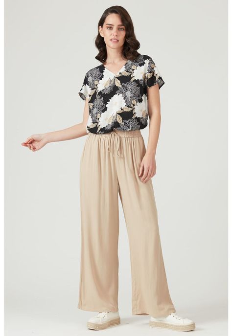 Pantalon straight beige-1