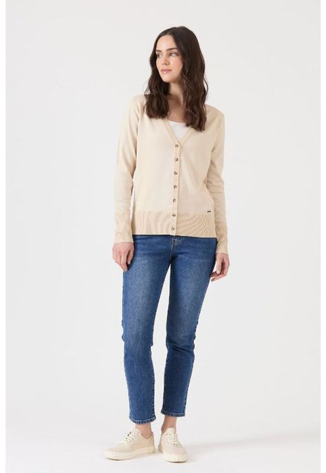 Cardigan beige manga larga PRIVILEGE-0