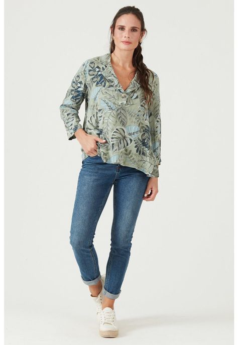 Blusa verde estampada-1