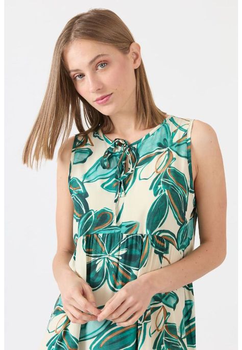 Vestido verde estampado PRIVILEGE 1153-1