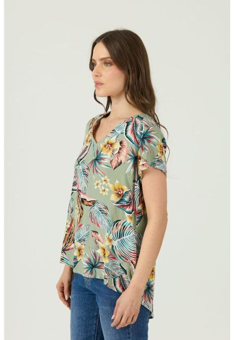Blusa verde militar estampada PRIVILEGE 1607-1