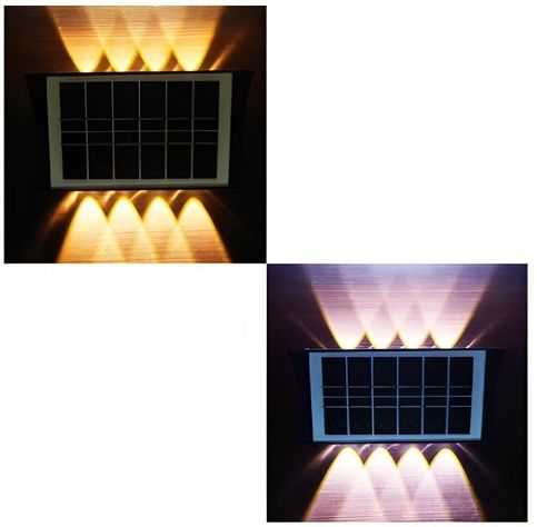 Aplique Solar 8 LED Duo Color BK-8 para Muro-2