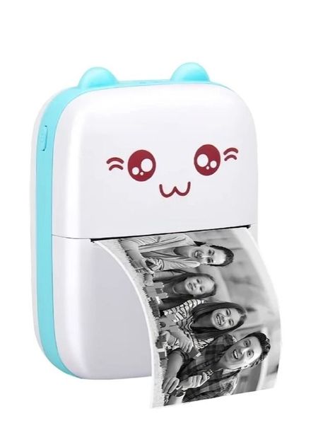 Mini Impresora Térmica Portátil Bluetooth Gatito + 11 Rollos-0