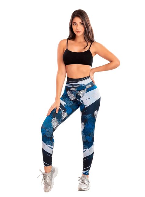 Calza Colombiana Tipo Leggings Reductora POWER SLIM Selva Azul-0