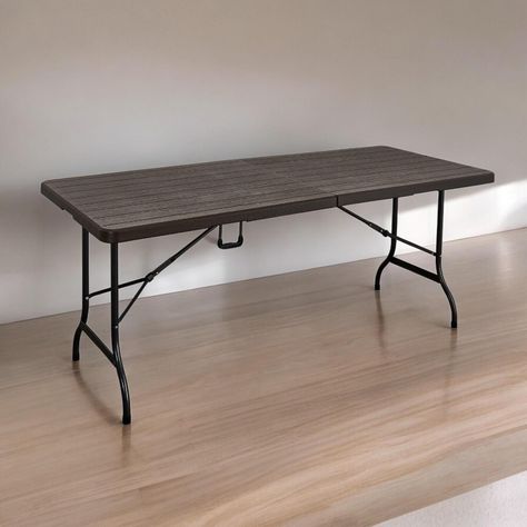 Mesa Plegable Rectangular Diseño Madera 180x74 Café Northwest-4