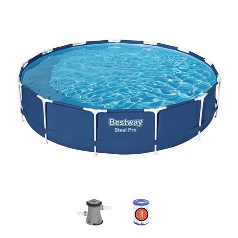 Piscina Bestway Redonda Steel Pro con filtro 3.96MX84Cm Azul-1
