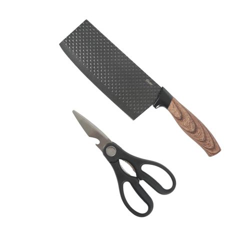 Set Tijera y Cuchillo Carnicero Gunderson 17 Cm Negro Oster-0