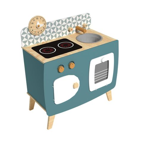 Cocina De Madera Azul + Accesorios 59x32x66cm Gamepower-0