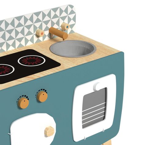 Cocina De Madera Azul + Accesorios 59x32x66cm Gamepower-1