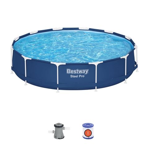 Piscina Bestway Redonda Steel Pro con filtro 3.66MX76Cm Azul-1