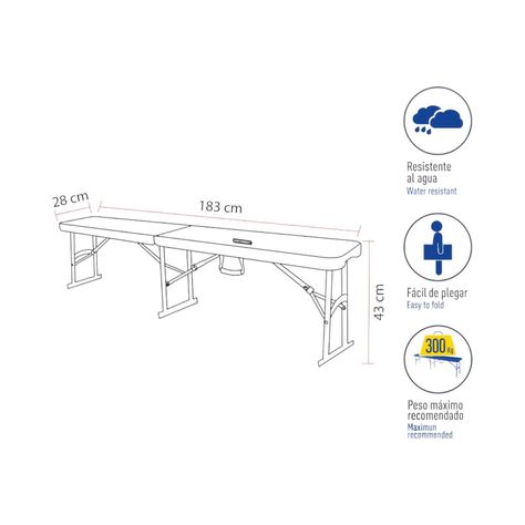 Banca Plegable 180 Cms Blanca Northwest-1