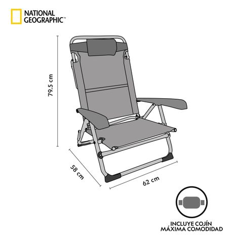 Silla Plegable Playa Almohada Naples Gris National Geographic-2