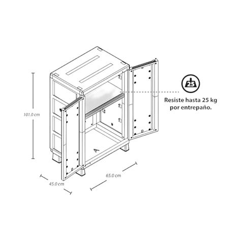 Gabinete Multiuso Plastico Taupe 101x65X45 Cm Baru Rimax-2