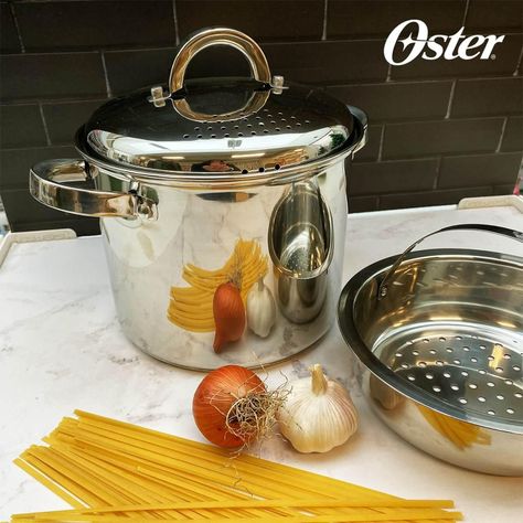 Olla para pasta c/ colador y vaporera acero inoxidable Oster-1