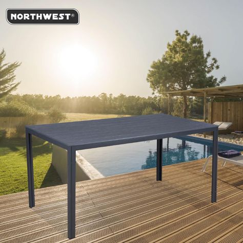 Mesa Terraza Polywood Impermeable 156x78cm Gris Northwest-1