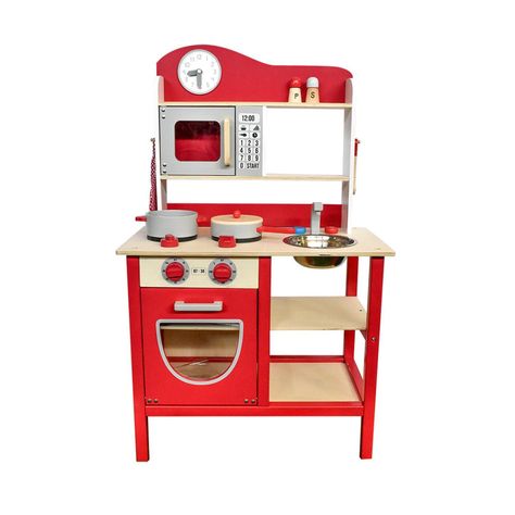 Cocina De Madera Roja + Accesorios 54X30X90 Cms Gamepower-0