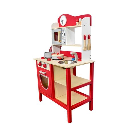 Cocina De Madera Roja + Accesorios 54X30X90 Cms Gamepower-1