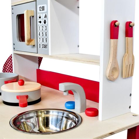 Cocina De Madera Roja + Accesorios 54X30X90 Cms Gamepower-5