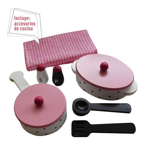 Cocina De Madera Rosada + Accesorios 43,5X23,5X70 Gamepower-1
