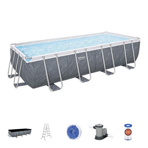 Piscina Bestway Rectangular C/Filtro Gris 5.49MX2.74MX1.22M-1